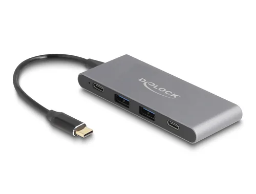 Delock USB-Hub 2 x USB Typ-A / 2 x USB Type-C 10 Gbps - Stromversorgung: USB-C - Anzahl Ports: 4 - Detailfarbe: Grau - USB Standard: 3.1 Gen 2 (10 Gbps) - USB Anschluss 2 (Endgerät): USB A - USB C - USB Anschluss 1 (Quelle): USB C