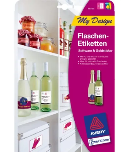AVERY ZWECKFORM Flaschenetiketten A4 MD4001 120x90mm 5x4 Stk.