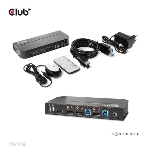 CLUB3D CSV-7210 Tastatur/Video/Maus (KVM)-Switch Schwarz