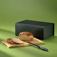 Kela Thor bread box Rectangular Black, Wood Bamboo, Metal