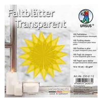URSUS Faltblätter Origami 14 x 14 cm, 42 g/m², 100 Blatt - Papierformat: 14 x 14 cm - Selbstklebend: Nein - Papierfarbe: Gelb - Transparent - Papiertyp: Designpapier - Mediengewicht: 42 g/m² - Verpackungseinheit: 50 Stück