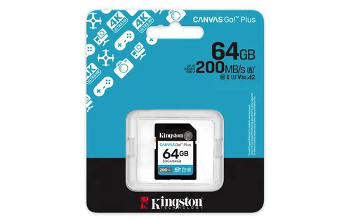 Kingston SDXC-Karte Canvas Go! Plus 64 GB - Speicherkartentyp: SDXC UHS-I - Speicherkapazität: 64 GB - Geschwindigkeitsklasse: Class 10 - Schreibgeschwindigkeit max.: 70 MB/s