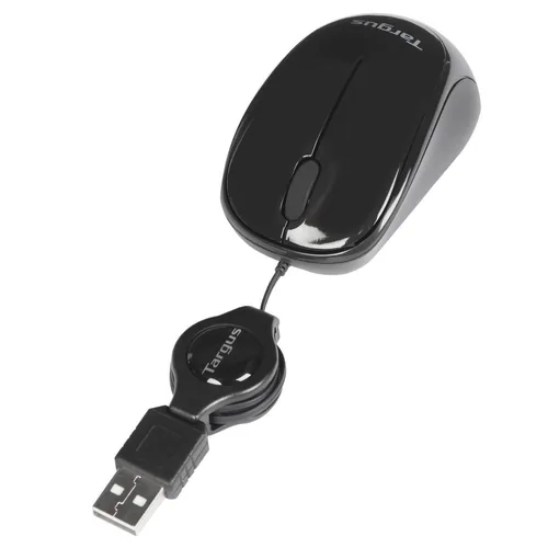 Targus Mobile Maus Compact Blue Trace - Maus-Typ: Mini - Bedienungsseite: Universal - Maus Features: Scrollrad - Detailfarbe: Schwarz - Schnittstelle: USB-A - Verbindungsart: Verkabelt