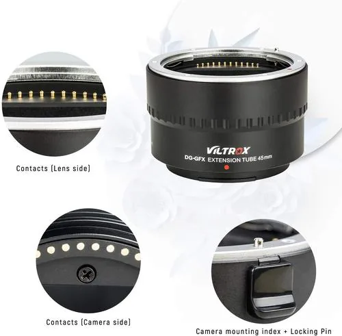 Viltrox Objektiv-Konverter DG-GFX 45 mm - Kompatible Hersteller: Fujifilm - Konvertertyp: Makro - Kamera-Bajonett: Fujifilm G-Mount