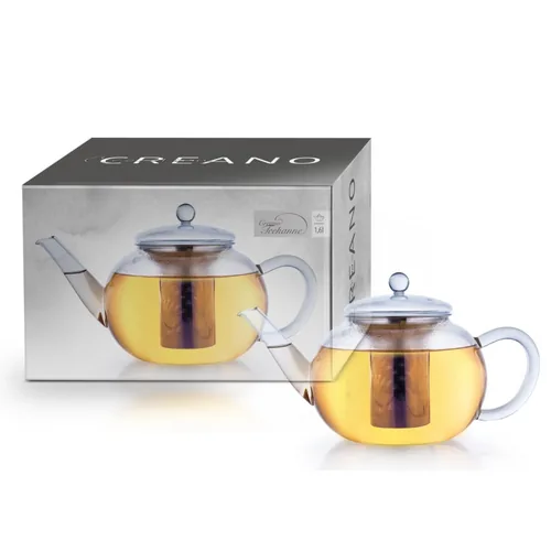 Creano Teekanne 1.6 l, Transparent - Material: Borosilikatglas - Detailfarbe: Transparent - Filtertyp: Edelstahlfilter - Fassungsvermögen: 1.6 l - Kompatible Kochfelder: Manuell - nicht für Kochfelder