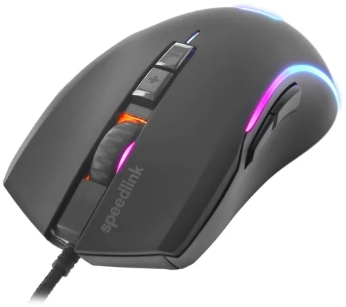Speedlink Gaming-Maus ZAVOS RGB Rubber-schwarz - Maus Features: Programmierbare DPI-Einstellung - Beleuchtung - Bedienungsseite: Rechtshänder - Detailfarbe: Schwarz - Gewicht: 115 g - Verbindungsart: Verkabelt - Schnittstelle: USB-A