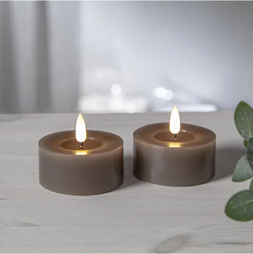 Star Trading LED Teelichter Set Flamme Flow 2 Pack, Braun - Betriebsart: Batteriebetrieb - Fernbedienung: Nein - Aussenanwendung: Nein - Timerfunktion: Ja - Set: Ja - Durchmesser: 7 cm