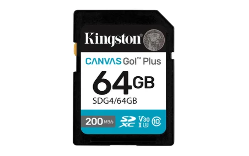 Kingston SDXC-Karte Canvas Go! Plus 64 GB - Speicherkartentyp: SDXC UHS-I - Speicherkapazität: 64 GB - Geschwindigkeitsklasse: Class 10 - Schreibgeschwindigkeit max.: 70 MB/s