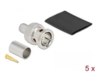 BNC Stecker zum Crimpen RG6 mit passendem Schrumpfschlauch - 5 Stück