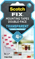 Scotch Montagestreifen Scotch-Fix, 25 mm x 76 mm, Transparent - Breite: 25 mm - Länge: 0.076 m - Verpackungseinheit: 8 Stück - Detailfarbe: Transparent - Klebehaftung: Beidseitig - Art: Montagestreifen