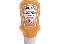 Heinz Sauce Andalouse  400 ml - Produkttyp: Spezialitäten - Nährwertangabe pro: 100 ml - Energiegehalt (in kj): 2237 KJ - Energiegehalt (in kcal): 543 Kcal - Fett: 56 g - Gesättigte Fettsäuren: 6.5 g