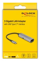 Delock USB Type-C™ Netzwerk Adapter 5 Gigabit LAN 1 x RJ45 mit Power Delivery PD 3.1 140 Watt