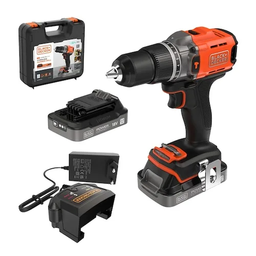 BlackDecker Akku-Schlagbohrschr. 18V 2x2Ah, Kof BCD383D2XK