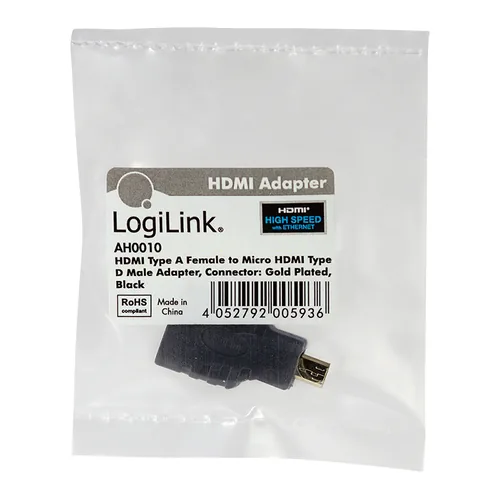 LogiLink AH0010 cavo e adattatore video HDMI tipo A (Standard) HDMI tipo D (Micro) Nero