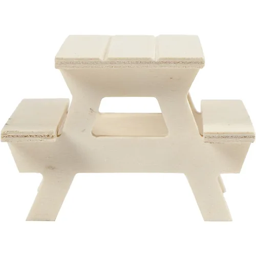Creativ Company Mini-Möbel Picknick-Tisch mit Bank 1 Stück - Detailfarbe: Hellbraun - Material: Holz - Verpackungseinheit: 1 Stück - Motiv: Möbelstück - Garten - Anlass: Universal