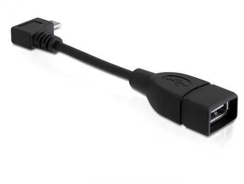 Delock USB-OTG-Kabel  Micro-USB B - USB A 0.11 m - Kabeltyp: Adapterkabel - Detailfarbe: Schwarz - USB Standard: 2.0 (480 Mbps) - Länge: 0.11 m - USB Anschluss 2 (Endgerät): USB A - Geschlecht Anschluss 2 (Endgerät): Female (Buchse)