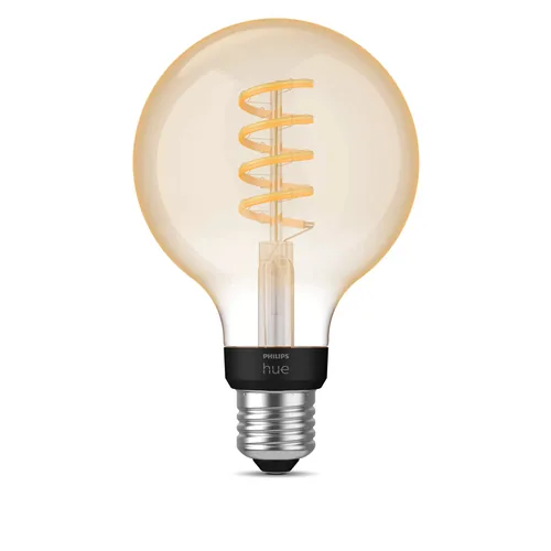 Philips Hue White Ambiance E27 Einzelpack Globe G93 Filament 550 lm - Energieeffizienzklasse: G - Lampensockel: E27 - Protokoll: Bluetooth - ZigBee - Smart Home: Kompatibel - Farbtemperatur Kelvin: 2200 bis 6500 K - Gesamtleistung: 7 W