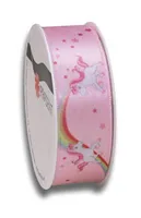 Pattberg Geschenkband Einhorn, 25 mm x 3 m - Breite: 25 mm - Länge: 3 m - Verpackungseinheit: 1 Stück - Detailfarbe: Rosa - Band-Art: Geschenkband