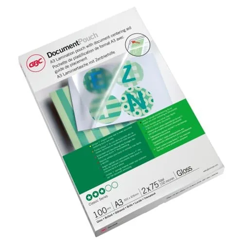 GBC Laminierfolie Premium A3 75 µm, glänzend, 100 Stück - Mediengewicht: 75 µm - Folien Anwendungsbereich: Heisslamination - Folien Effekt: Glänzend - Papierformat: A3 - Zubehörtyp: Laminierfolie