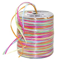 Pattberg Geschenkband Raffia Multi 50 m, Orange/Blau/Grün/Rosa - Detailfarbe: Grün - Orange - Rosé - Taubenblau - Breite: 2 mm - Länge: 50 m - Band-Art: Geschenkband