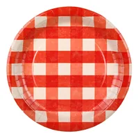Partydeco Einwegteller Grill kariert 6 Stück - Produkttyp: Einwegteller - Materialtyp: Papier - Material: Papier - Detailfarbe: Rot
