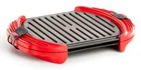 Lékué Mikrowellen-Grill XL 27 cm, Rot/Schwarz - Material: Silikon - Detailfarbe: Rot - Schwarz - Set: Nein - Unterteilungsmöglichkeit: Keine Angaben - Fassungsvermögen: 0 l