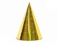 Partydeco Partyhüte holografisch Gold, 16 x 10 cm, 6 Stück - Packungsgrösse: 6 Stück - Produkttyp: Partyhüte - Material: Gummi - Papier - Folie - Detailfarbe: Gold - Motto: Universal