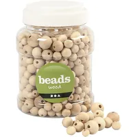 Creativ Company Holzperlen Beige - Packungsgrösse: 532 Stück - Durchmesser: 8 mm - 15 mm - 10 mm - 12 mm - Detailfarbe: Beige - Perlenart: Holzperlen