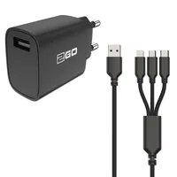2GO Ladegerät 15W inkl. Kabel 1xUSB-A 1xMicroUSB 1xLightn sw