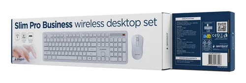 Gembird Slim Pro Business wireless desktop set, white, US layout