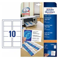Avery Zweckform Visitenkarten-Etiketten Laser 85 x 54 mm 100 Stück - Klebehaftung: Keine - Drucker Kompatibilität: Inkjet - Laser - Anzahl Blatt: 10 × - Papierformat: A4 - Anzahl Etiketten: 100 - Etikettengrösse: 85 x 54 mm