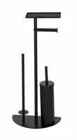 Wenko Toilettengarnitur Cosenza Neo Schwarz - Breite: 32.5 cm - Höhe: 72 cm - Länge: 17.5 cm - Detailfarbe: Schwarz - Detailmaterial: Stahl - Grundmaterial: Metall