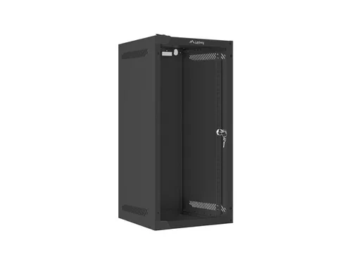 WALL-HUNG RACK CABINET 10 12U 280X310 BLACK GLASS DOOR LANBERG (FLAT PACK)