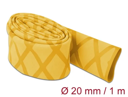 Delock Schrumpfschlauch X-Muster rutschfest 1 m x 20 mm Gelb - Detailfarbe: Gelb - Länge: 1 m - Durchmesser: 20 mm - Material: Polyolefin