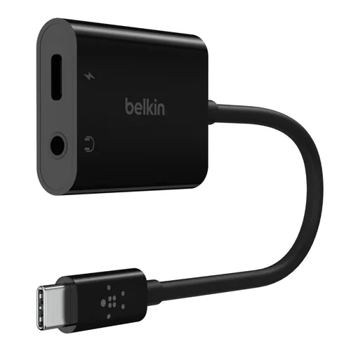 Belkin Adapter RockStar 3.5mm Audio + USB-C Charge Schwarz - Zubehörtyp Mobiltelefone: Adapter - Detailfarbe: Schwarz