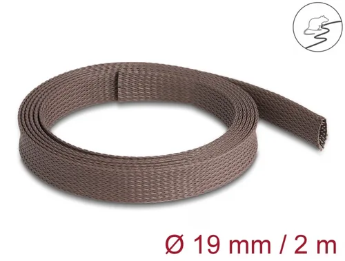 Delock Geflechtschlauch nagerfest, 2 m x 19 mm Braun - Detailfarbe: Braun - Breite: 19 mm - Länge: 2 m - Produkttyp: Kabelschlauch - Ausstattung Kabelmanagement: Zuschneidbar - Wiederverwendbar - Elastisch - Verpackungseinheit: 1 Stück