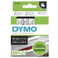 Dymo LabelWriter - D1 Etiketten Selbstklebend - 19 mm x 7 m - Schwarz auf Transparent - (S0720820)