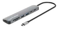 MANHATTAN USB-C PD auf HDMI 7-in-1 4K Dockingstation grau