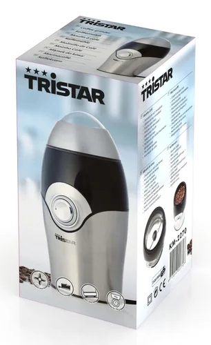 Tristar Kaffeemühle KM-2270 Schwarz/Silber - Detailfarbe: Schwarz - Silber - Ausstattung: Edelstahl Hackmesser - Kabelaufwicklung - Mahlbecher - Mahlfunktion - Sichtfenster - Mahlwerk: Messermahlsystem - Fassungsvermögen: 70 g