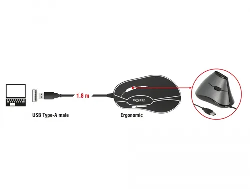 DeLOCK 12527 mouse Office Right-hand USB Type-A Optical 800 DPI