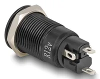 DELOCK Druckschalter zum Einbau schwarz 12 mm 12 V 4 x Lötan