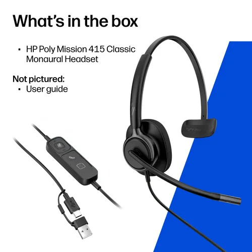HP Poly POLY MISSION 415 USB HS CL WW Avec fil Arceau Bureau/Centre d'appels Noir