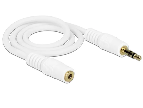 Klinkenverlängerungskabel 3,5 mm 3 Pin Stecker > Buchse 0,5 m weiß