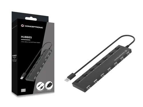 CONCEPTRONIC 7-Port Hub USB-A2.0->7xA2.0DC m.Netz. sw