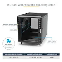 StarTech.com 15U 19" Server Rack Cabinet, 4 Post Adjustable Depth (6-32")