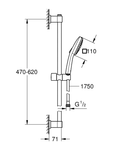 GROHE Duschsystem Vitalio Comfort 110 Chrom - Anzahl Strahlarten: 3 - Ausführung: Ohne Mischer - Material: Kunststoff - Metall - Detailfarbe: Chrom - Schlauchlänge: 1.75 m - Produktfamilie: Start