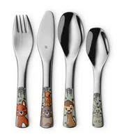 WMF Kinderbesteckset Forest Friends 4-teilig - Art: Kinderbesteckset - Materialtyp: Metall - Material: Edelstahl 18/10 - Eigenschaften: Keine Eigenschaft - Detailfarbe: Silber - Mehrfarbig - Spülmaschinenfest: Ja