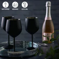 Oak & Steel Weingläser-Set 500 ml, 2 Stück, Schwarz matt - Material: Edelstahl - Glas Typ: Weingläser-Set - Detailfarbe: Schwarz matt - Höhe: 21 cm - Volumen: 500 ml