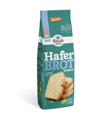 Bauck Mühle Backmischung Haferbrot 500 g - Nährwertangabe pro: 100 g - Energiegehalt (in kj): 1507 KJ - Energiegehalt (in kcal): 357 Kcal - Fett: 5.3 g - Produkttyp: Brot - Davon gesättigte Fettsäuren: 1 g