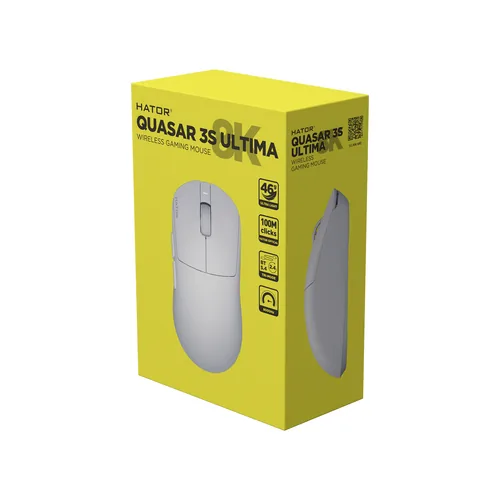HATOR Quasar 3S Ultima 8K Wireless (HTM661) White souris Droitier RF Wireless + Bluetooth + USB Type-C Optique 30000 DPI